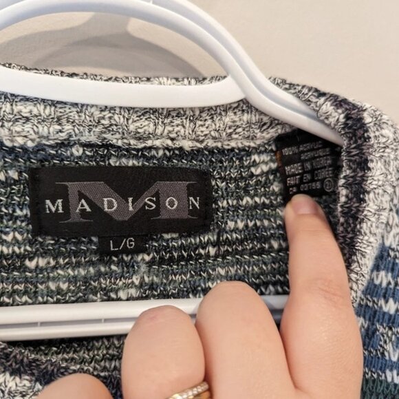 Vintage  Madison Crew Neck Knit Zigzag Pattern Sweater Mens Large Unisex - Picture 4 of 8